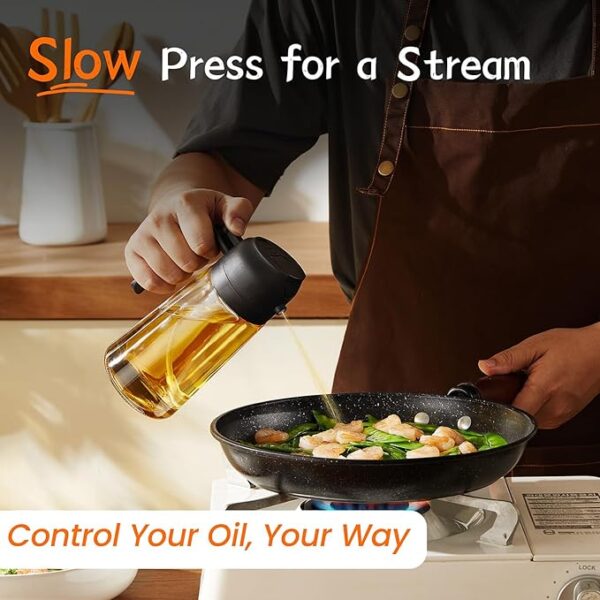 16oz Glass Olive Oil Sprayer for Cooking – 2-in-1 Dispenser for Air Fryer, Salad, BBQ & More - Image 3