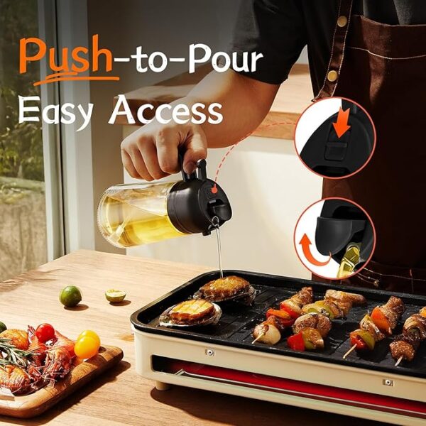 16oz Glass Olive Oil Sprayer for Cooking – 2-in-1 Dispenser for Air Fryer, Salad, BBQ & More - Image 4
