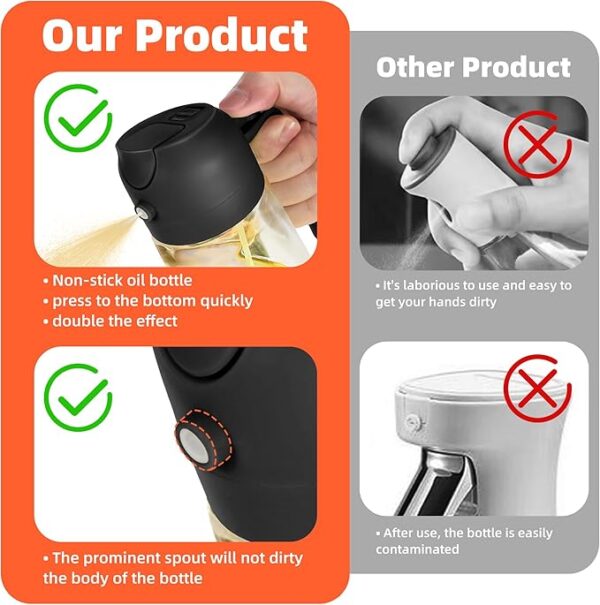 16oz Glass Olive Oil Sprayer for Cooking – 2-in-1 Dispenser for Air Fryer, Salad, BBQ & More - Image 5