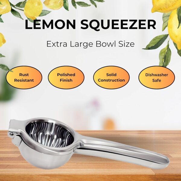 Steel Lemon Squeezer – Premium Extra-Large Solid Metal Bowl for Effortless Juice Extractio - Image 3