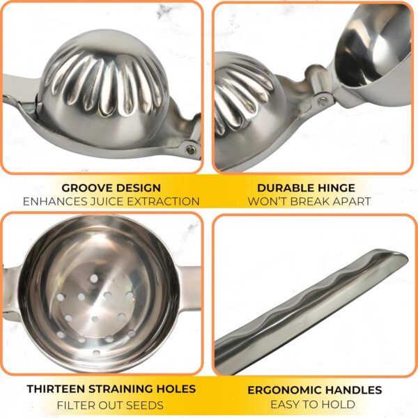Steel Lemon Squeezer – Premium Extra-Large Solid Metal Bowl for Effortless Juice Extractio - Image 4