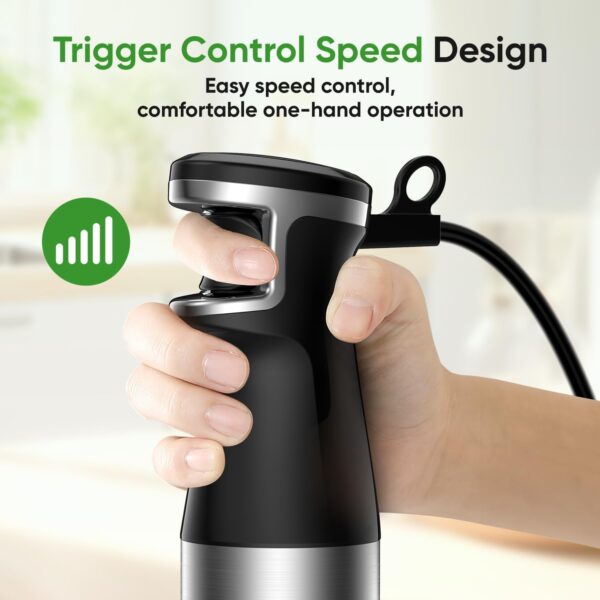 1100W Immersion Blender Handheld – 3-in-1 Corded Stick Blender with Trigger Speed Control - Image 3