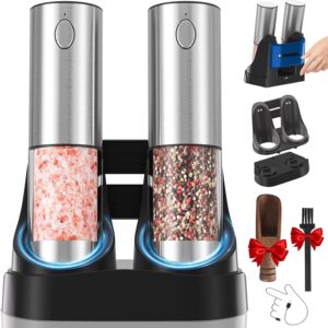 Rechargeable Electric Salt and Pepper Grinder Set with USB Charging Base
