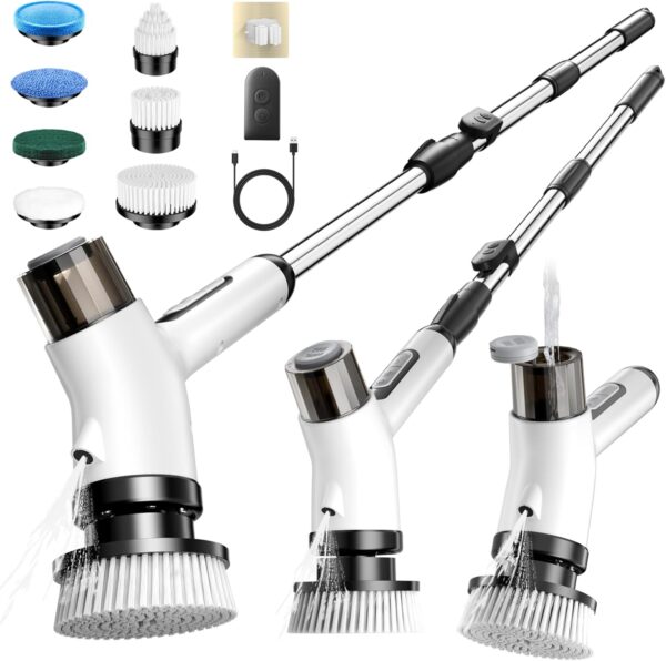 Electric Spin Scrubber – Cordless 2-Speed Cleaning Brush with Remote Control & IPX7 Waterproof Design
