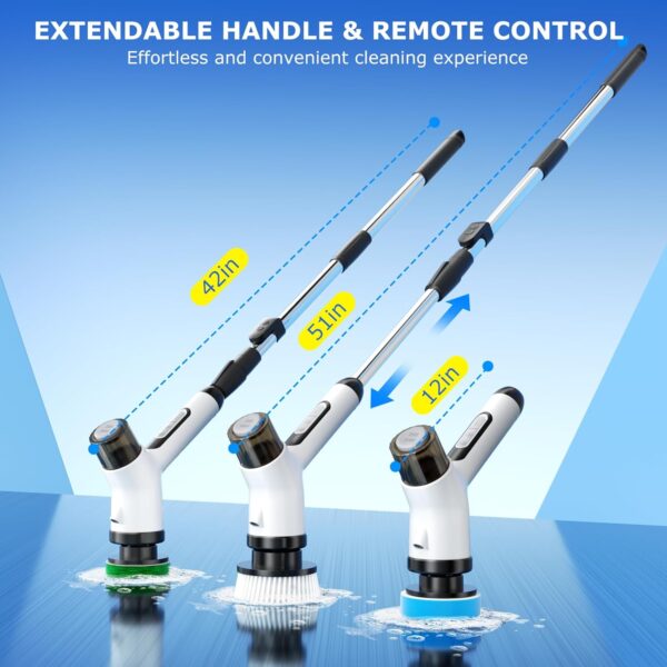 Electric Spin Scrubber – Cordless 2-Speed Cleaning Brush with Remote Control & IPX7 Waterproof Design - Image 4