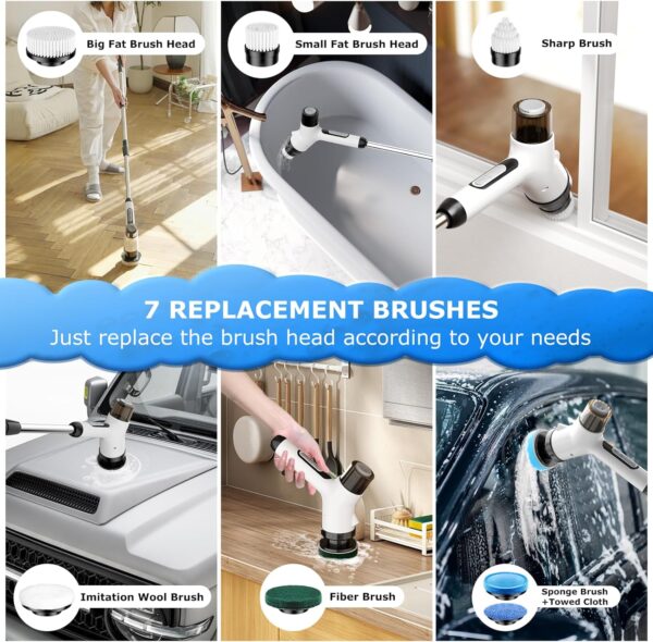Electric Spin Scrubber – Cordless 2-Speed Cleaning Brush with Remote Control & IPX7 Waterproof Design - Image 5