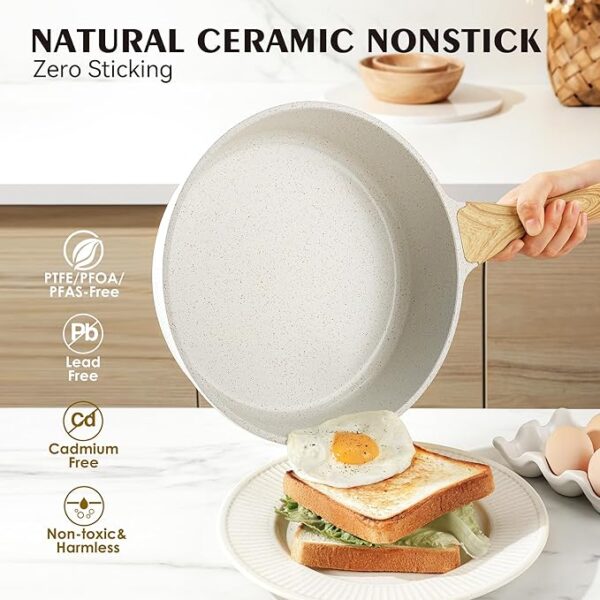 Nonstick Ceramic Cookware Set – Healthy, Non-Toxic Pots & Pans with Stay-Cool Handles, Silicone Tools & Pot Protectors - Image 3