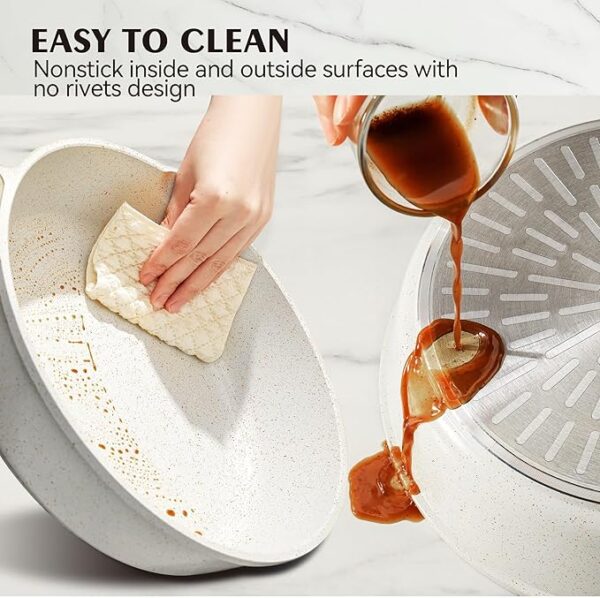 Nonstick Ceramic Cookware Set – Healthy, Non-Toxic Pots & Pans with Stay-Cool Handles, Silicone Tools & Pot Protectors - Image 5